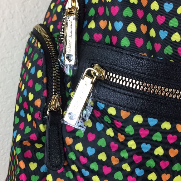 Betsy Johnson Rainbow Hearts Big Backpack - Picture 2 of 8